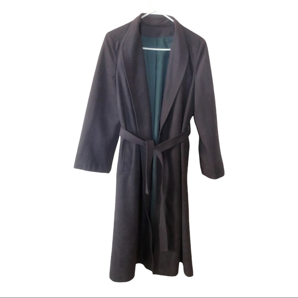 Soft Gray Women Full Length Trench coat Belted Size Small